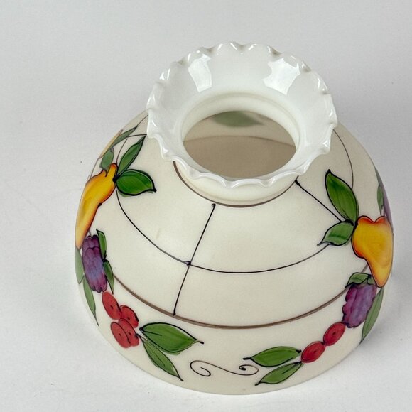 Vintage 1970's Glass Hurricane Ruffled Top Replacement Shade Faux Stained Glass - Picture 3 of 7